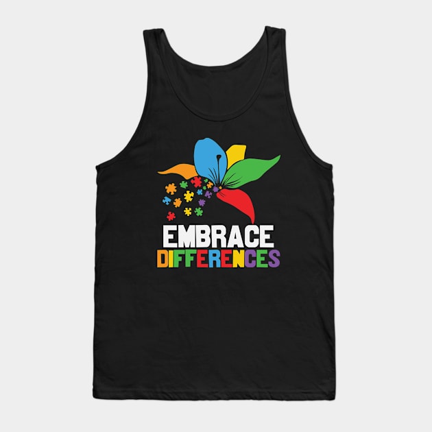 Autism Awareness - Embrace Differences Tank Top by Peter the T-Shirt Dude